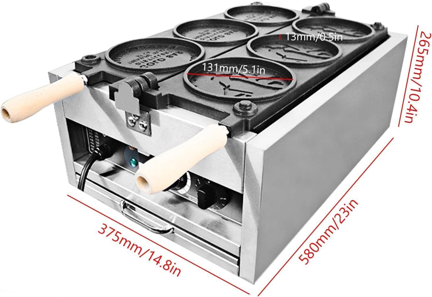 Commercial Gold Coin Waffle Maker Machine,110V Round Cheese Waffle,Double-Sided Constant Temperature,Non-Stick Pan, Intelligent Temperature Control, For Restaurant Snack Bar