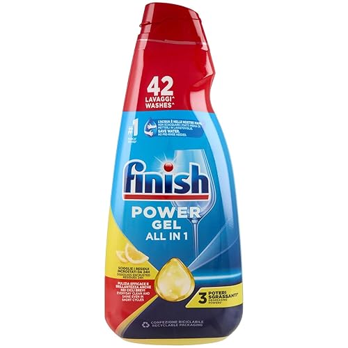 Finish Powergel, Gel Detersivo per Lavastoviglie Liquido, 42 Lavaggi, 940ml, Poteri Sgrassanti, Limone, Multiazione