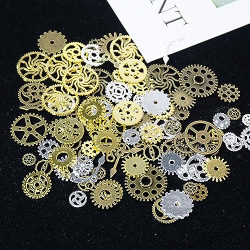 Toflen 215 Gram Antique Steampunk Gears And Skeleton Keys, Mix Steampunk Wheel Alloy Cog Gear Pendants Steampunk Charms For Crafts Jewelry Making #TOP6