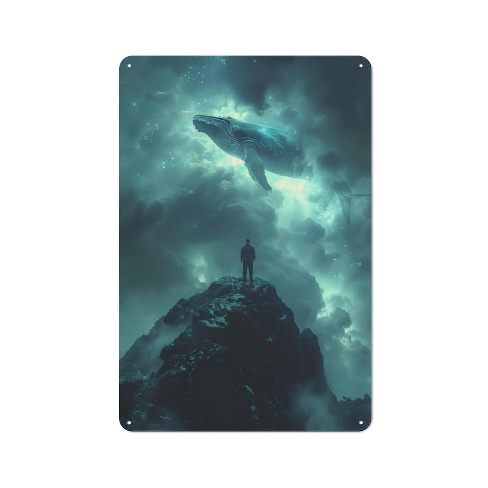 Junmoney Cosmic Whale Fantasy Tin Sign 30X20cm With For Home Bar Wall, Vintage Decor, For Garage, Workshop And Man Cave Decoration