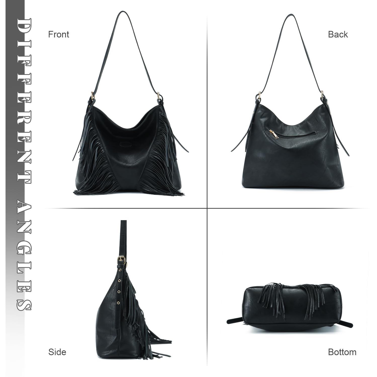 LUI SUI Vintage Fringe Shoulder Bags For Women Tassle Hobo Bags Large Crossbody Fringe Purse