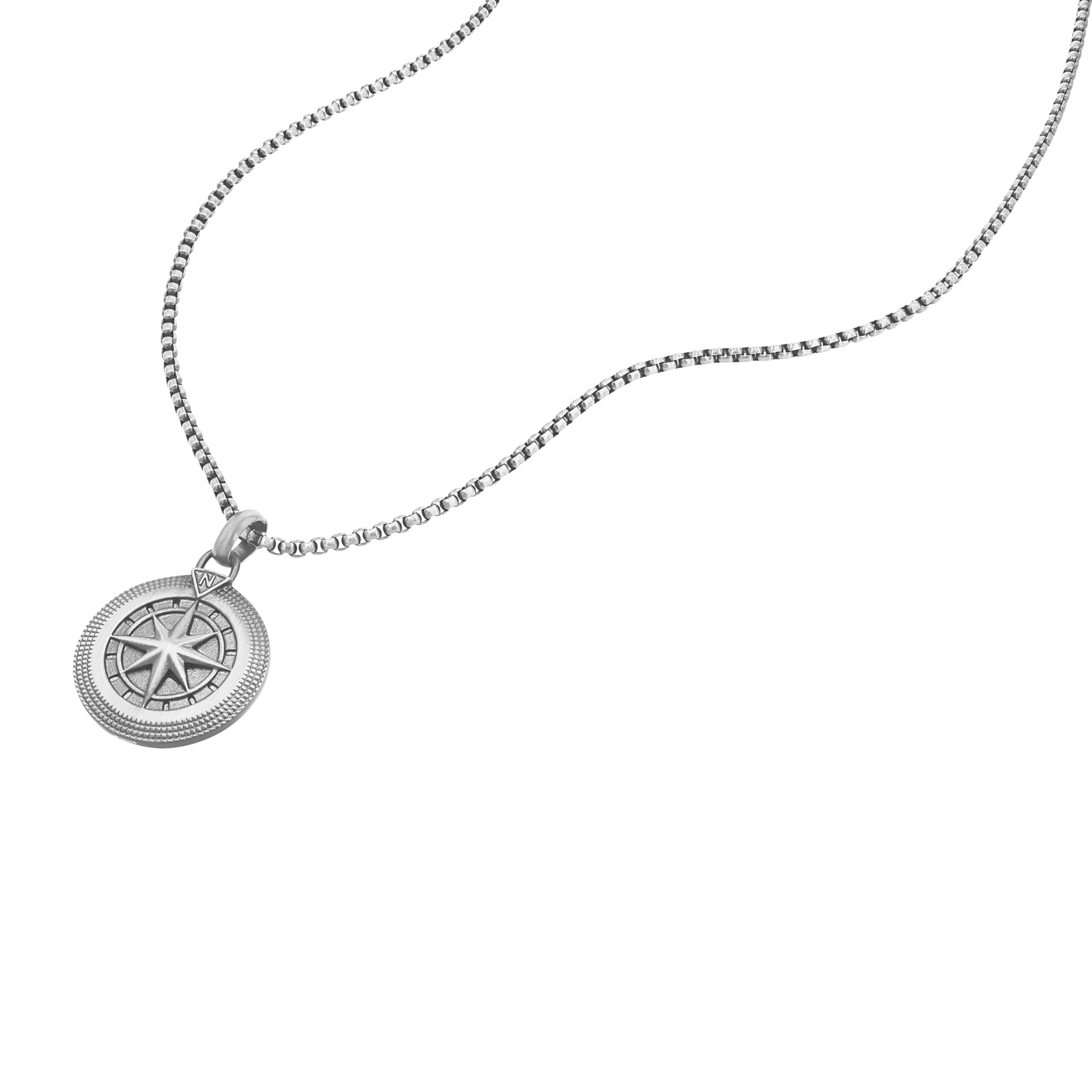 Tom Tailor Kette mit Anhänger für Herren, Edelstahl, 50+5 cm, grau, Kompass-Anhänger, Geschenkidee, Halsschmuck, Herrenschmuck, 2100686