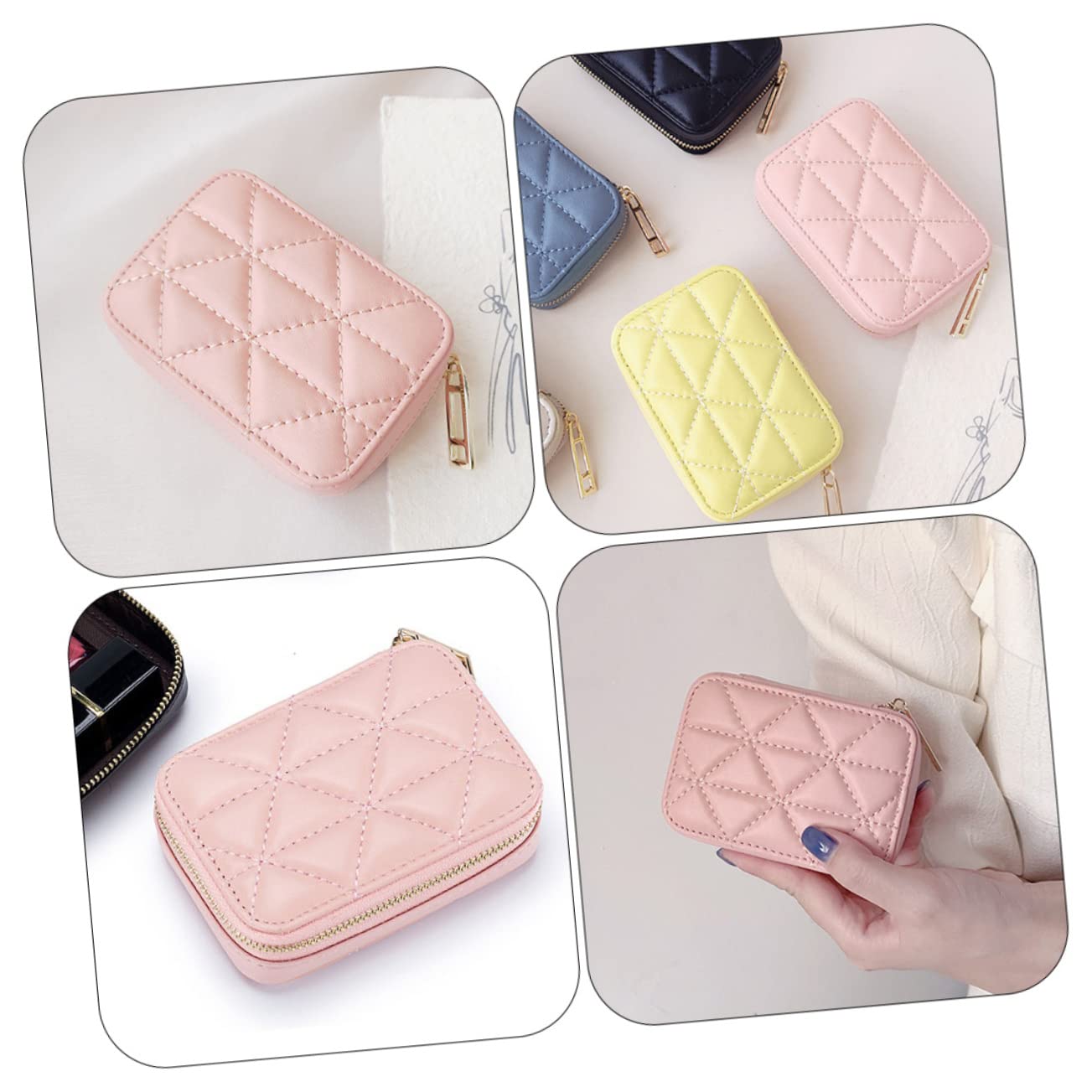 FRCOLOR 3stücke Kleine Kosmetiktasche Mit Spiegel Tragbarer Lippenstift-Organizer Für Make-up Elegantes Design Aufbewahrung Für Lippenstifte Für Damen Und Mädchen Geschenkidee Für