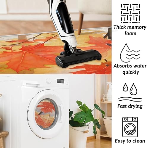 Miniatura 5 de Watercolor Autumn Maple Leaf Tree Bathroom Rugs Non-Slip Bath Rug Microfiber Bath Mat Absorbent Kitchen Mats and Rugs Machine Washable Oval Plush