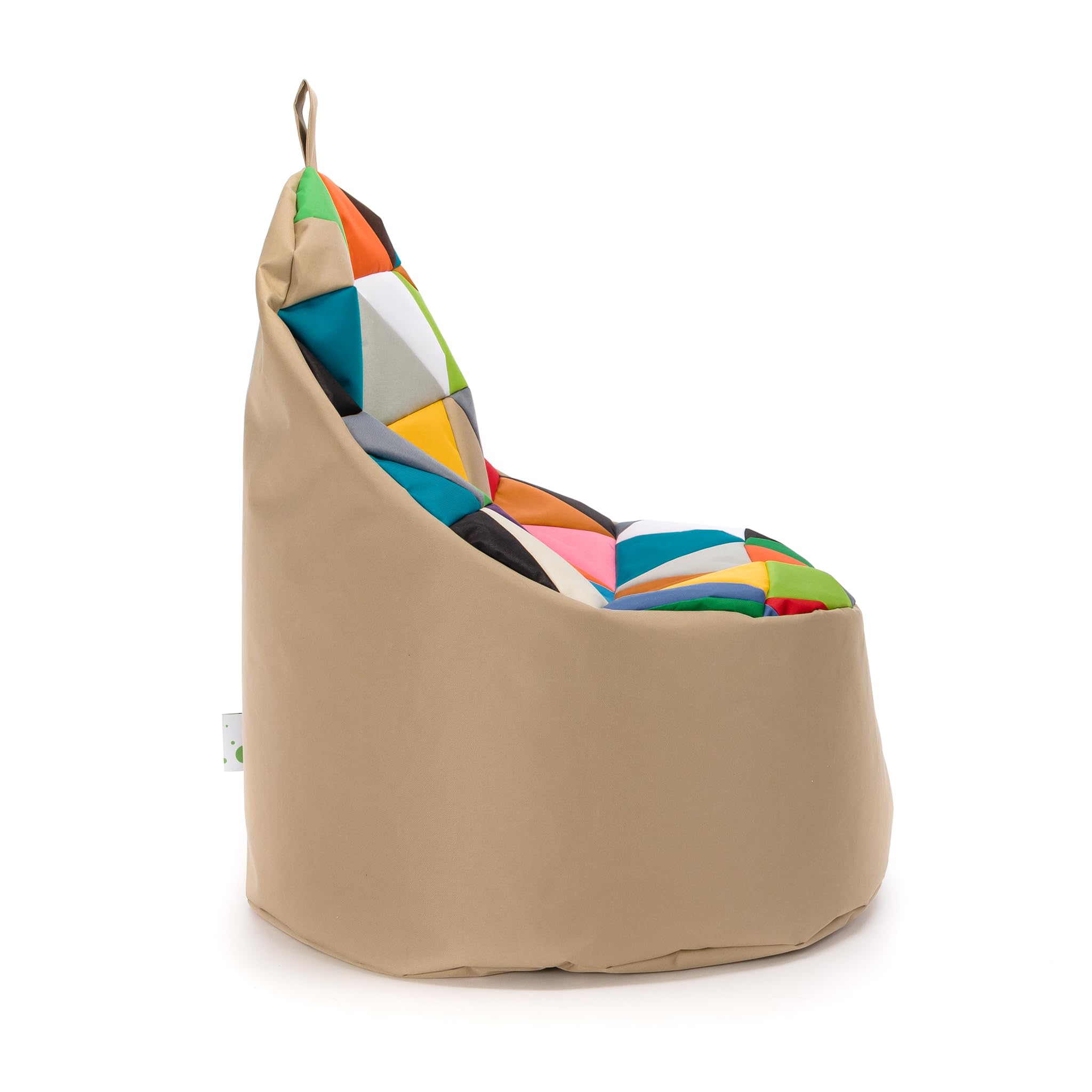 Ecopuf - Pouf a sacco da esterno Yoko Patchwork - Pouf per cameretta per bambini - Pouf in tessuto impermeabile - Poltrona relax - Poltrona a sacco XL - 70x75cm, Miscela/Cappuccino