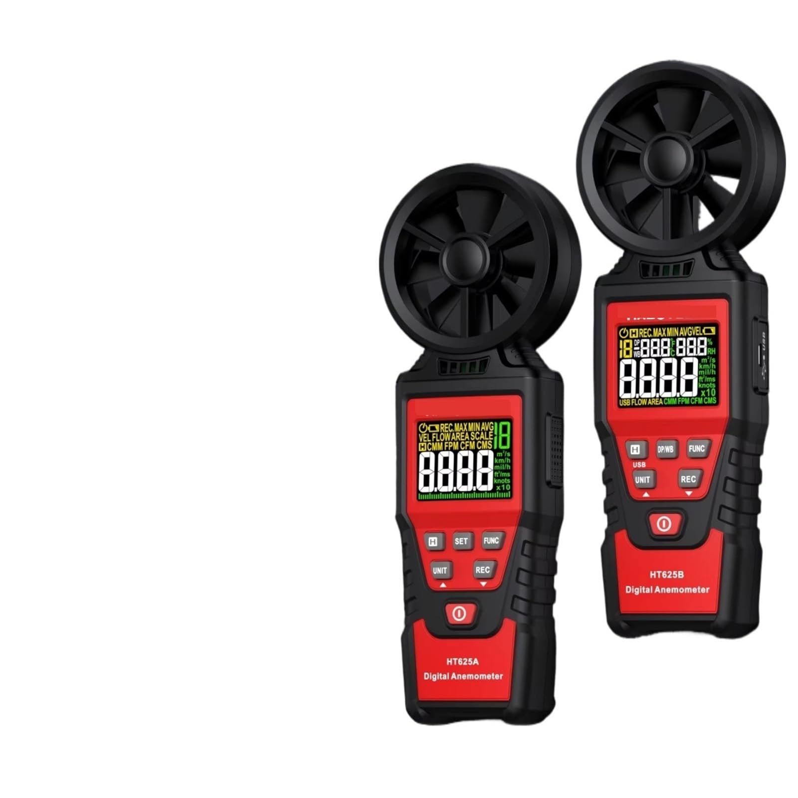 Anemómetro portátil HT625, medidor de velocidad del aire, anemómetro digital portátil con pantalla LCD.(HT625B)