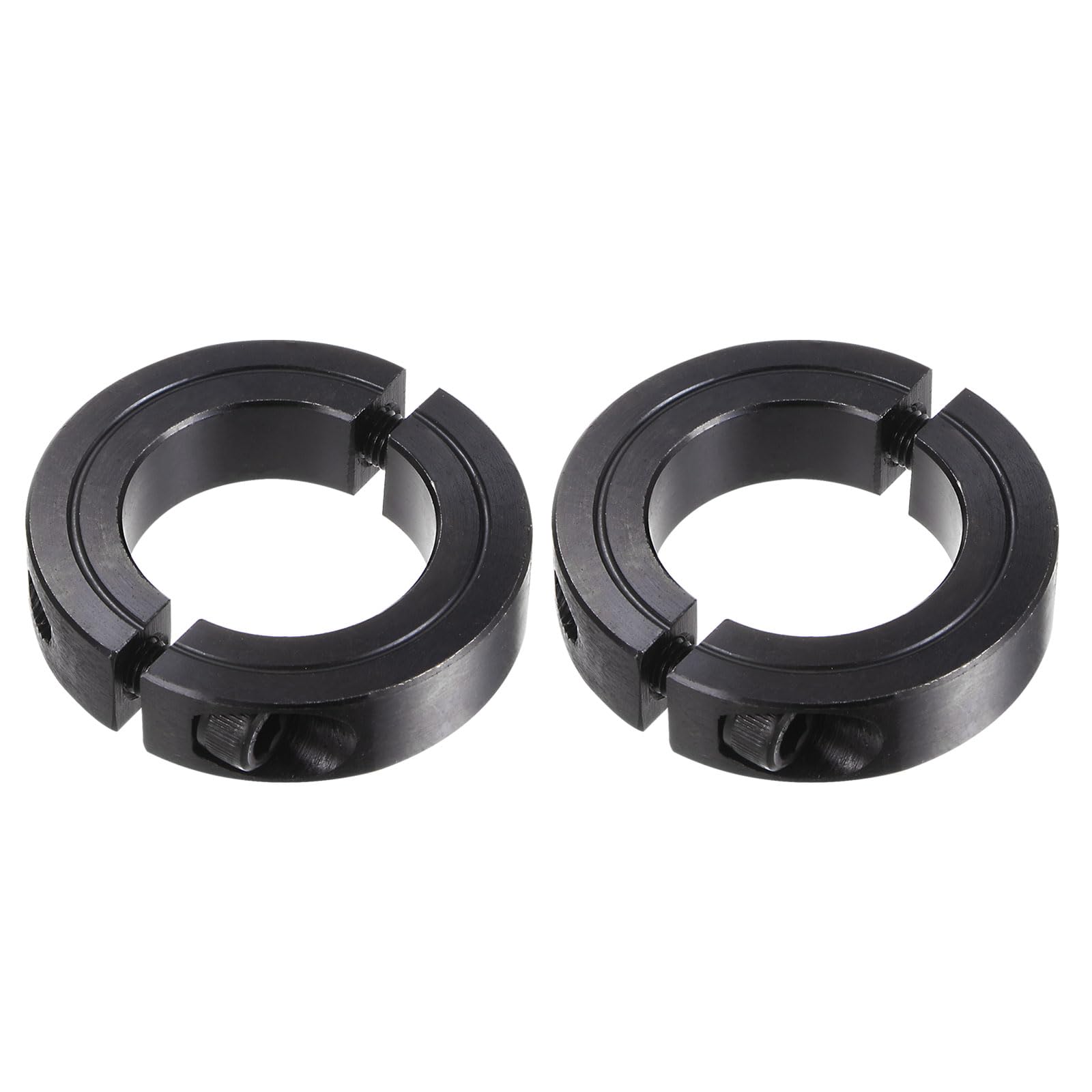 2pcs Shaft Collars for 1-1/4" Rod, 2-1/16" OD, 1/2" Width, Black Oxide Plating, Double Split Axle Clamp-On Collar Clamping Collar with Set Screw