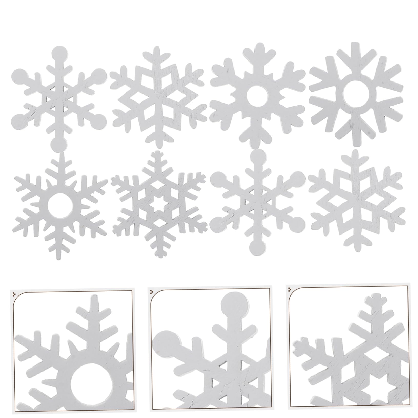 Cabilock 100 Pièces De Tranches De Bois De Flocons De Neige De Noël : Tranches De Bois Suspendues en Bois pour Arbre De Noël Vierge À Peindre Étiquettes De Flocons De Neige De Noël pour