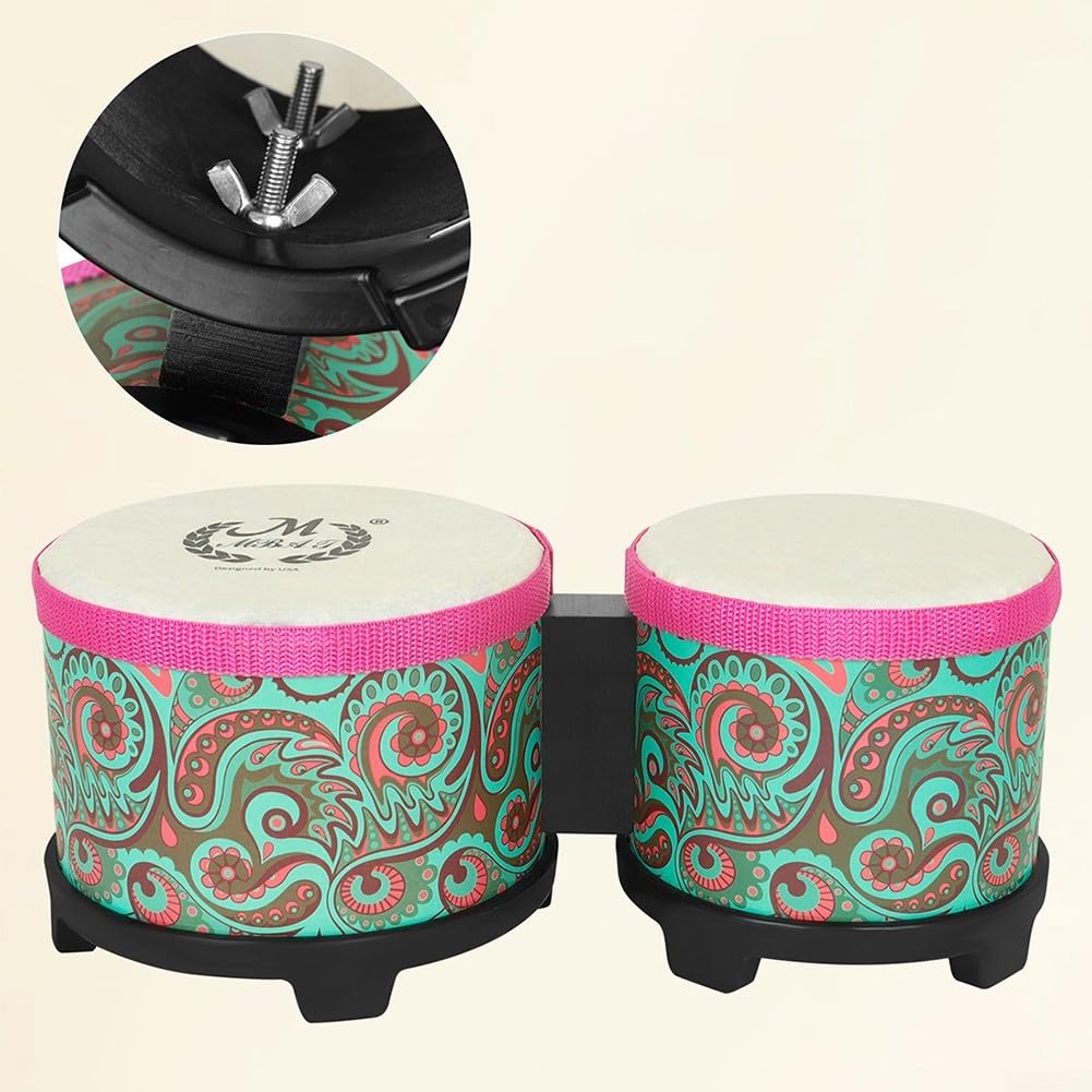 ReachMall Bongo Tambour à main éducatif pour tout-petits en caoutchouc ABS son lumineux facile à jouer de la musique (texture orange)