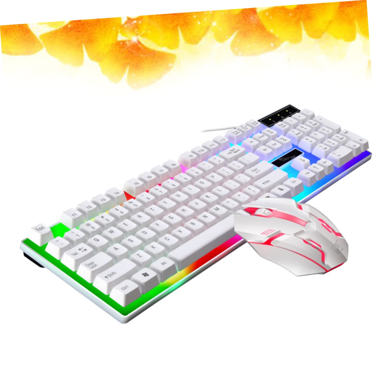 Tofficu Set Tastiera e Mouse Cablati Retroilluminazione Led, Ergonomici per Gaming, Tastiera Resistente in Abs Protezione Liquidi per Computer Desktop