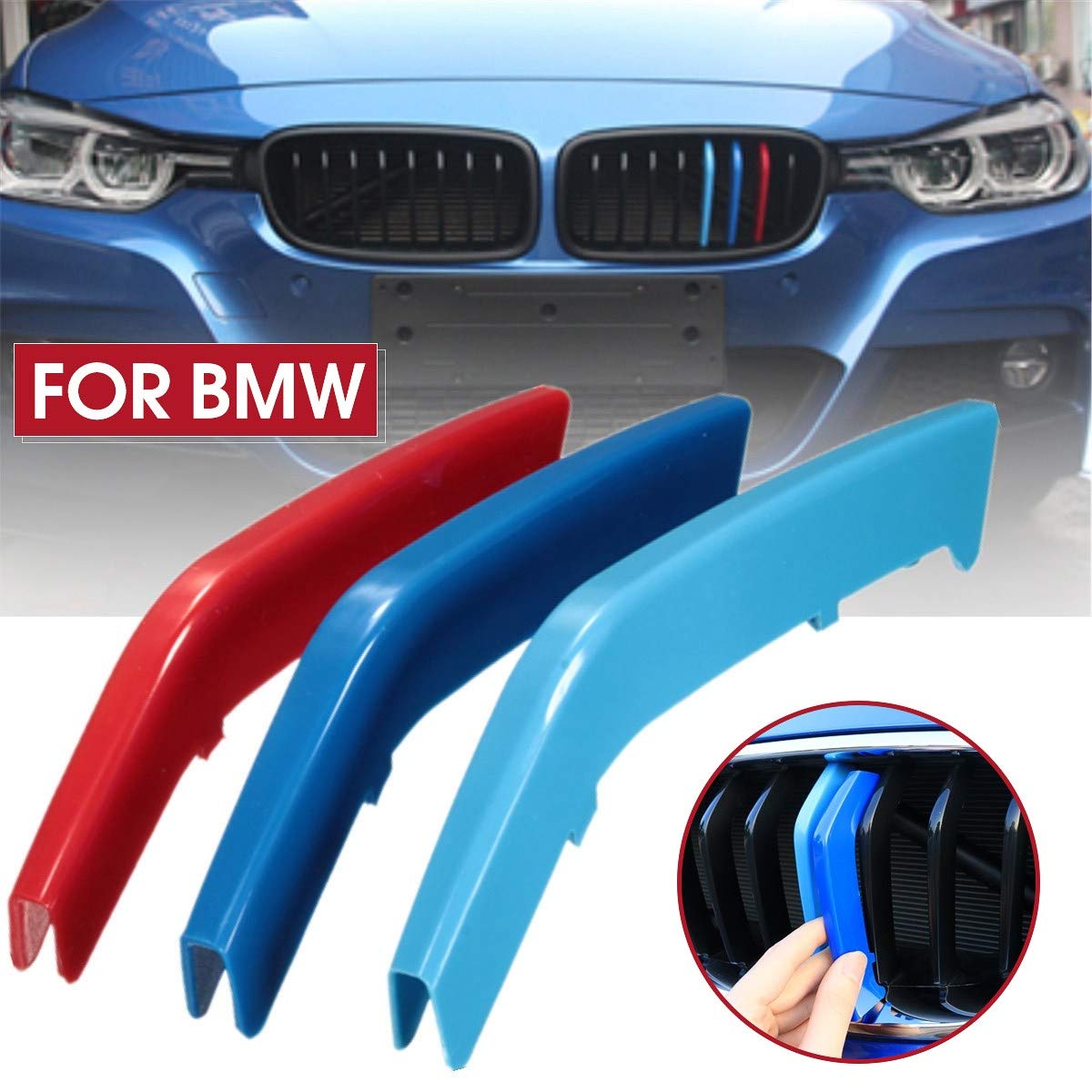 Sala-Store - M Color ABS Kidney Grill Grille Strip Covers For BMW 3 Series F30 2013-2015