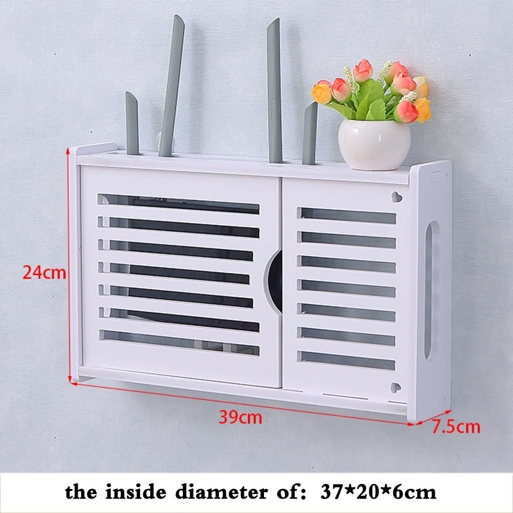Étagère murale pour routeur WiFi – Support de routeur sans fil pour TV et décodeur – Solution de rangement élégante (blanc, 39 x 7,5 x 24 cm) – Optimisez l'espace et nize!