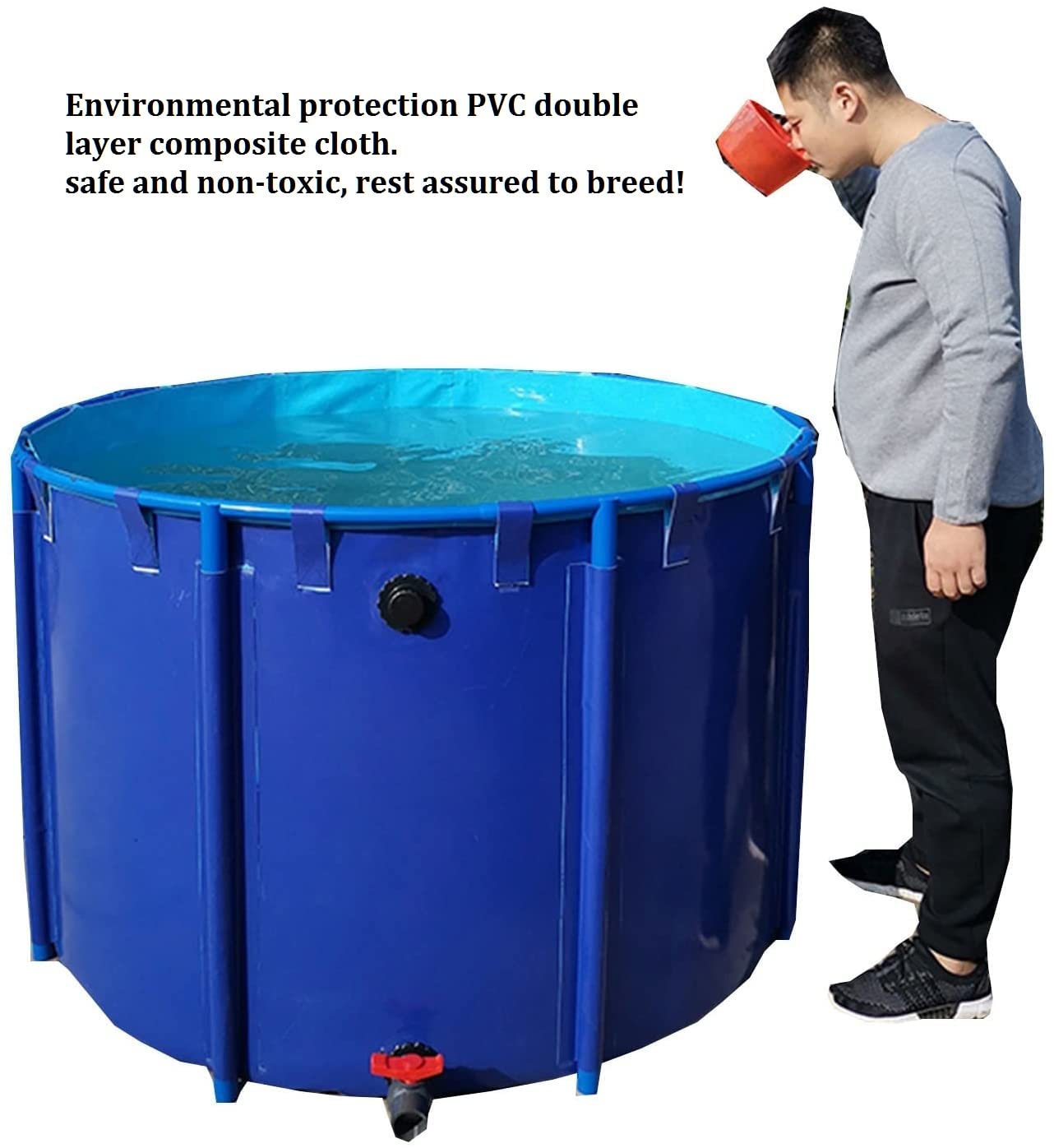 Segeltuch Fischteich-Pool, Große Zusammenklappbare Außenplane,Segeltuch Fischteich, Für Die Wasserspeicherung, Fischzucht, Garnelenzucht, Hydroponische(2 x 0,8 M)