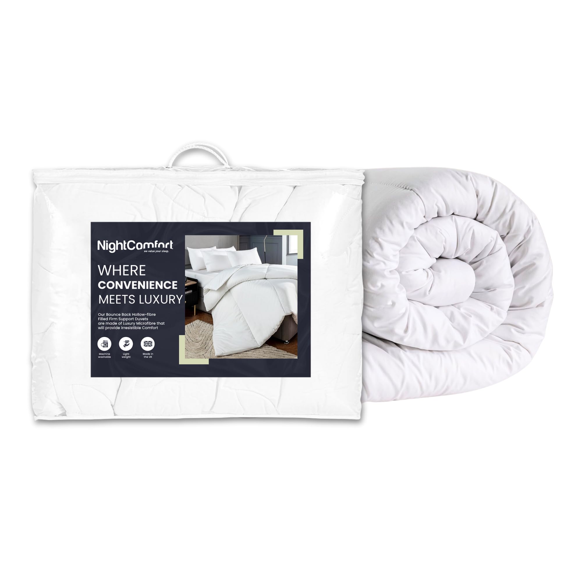 NightComfort Super Soft Touch Microfibre Anti Allergy Hollowfibre 7.5 TOG All Seasons Duvet SuperKing