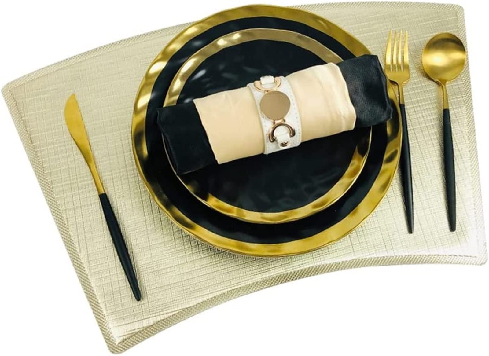 Juego de vajilla con Borde Dorado, Plato de Porcelana China, Plato Redondo para Restaurante, Cuenco, Plato, Juego de manteles Individuales