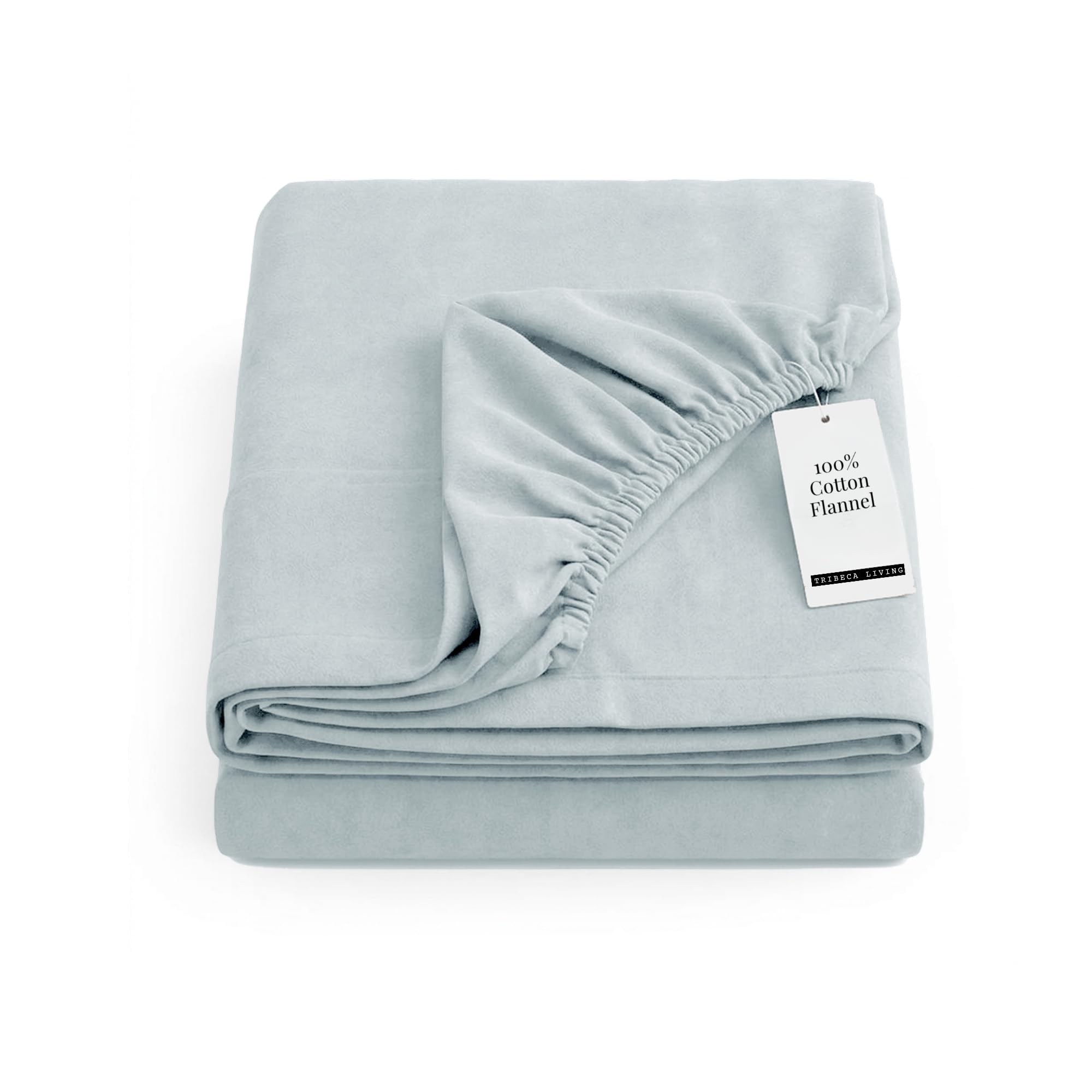 Tribeca Living Cal King Flannel Fitted Sheet, Sky Blue