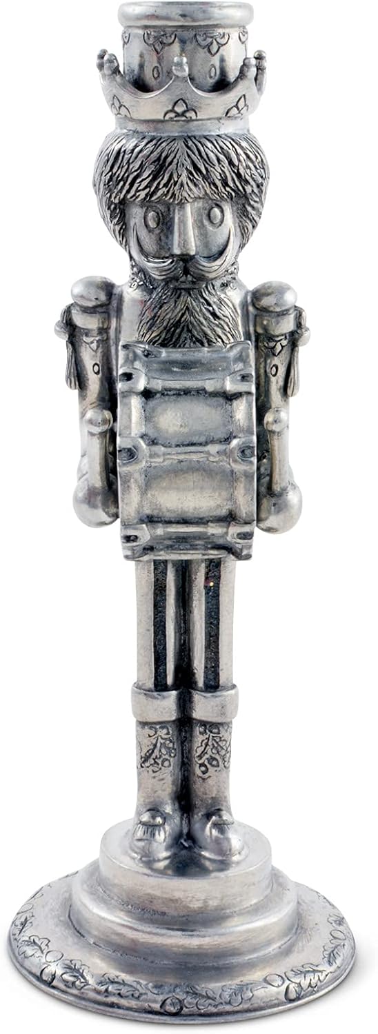 Vagabond House Pewter Nutcracker Drummer Candlestick Christmas Table Décor Puppenkerzen Size Candles 7 inch Tall