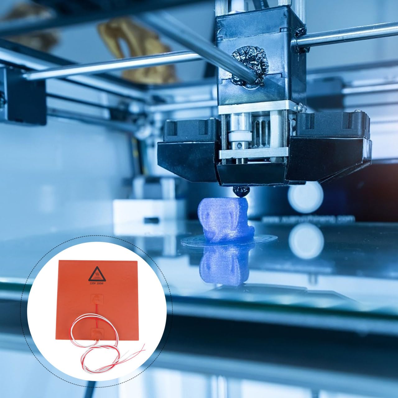 Hemobllo 3D Drucker Heizbett 200W 20X20Cm Silikon Heizmatte Mit Selbstklebender Rückseite Für Schnellere Aufheizzeit Und Hohe Isolationsleistung