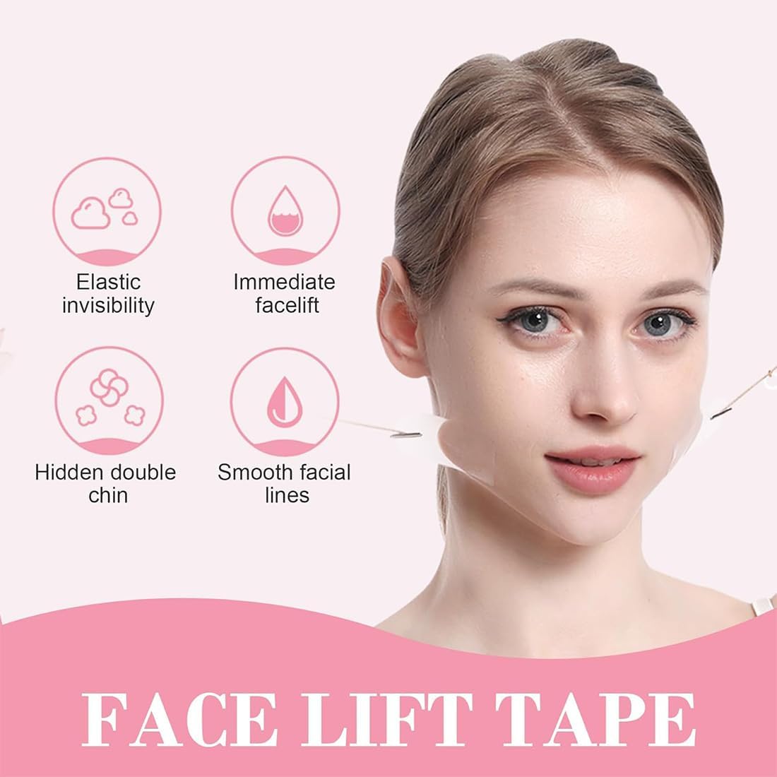 1 set di 20 cerotti + 8 corde di sollevamento, adesivi per lifting istantanei invisibili, nastro per lifting degli occhi, strumenti di bellezza per il lifting del viso