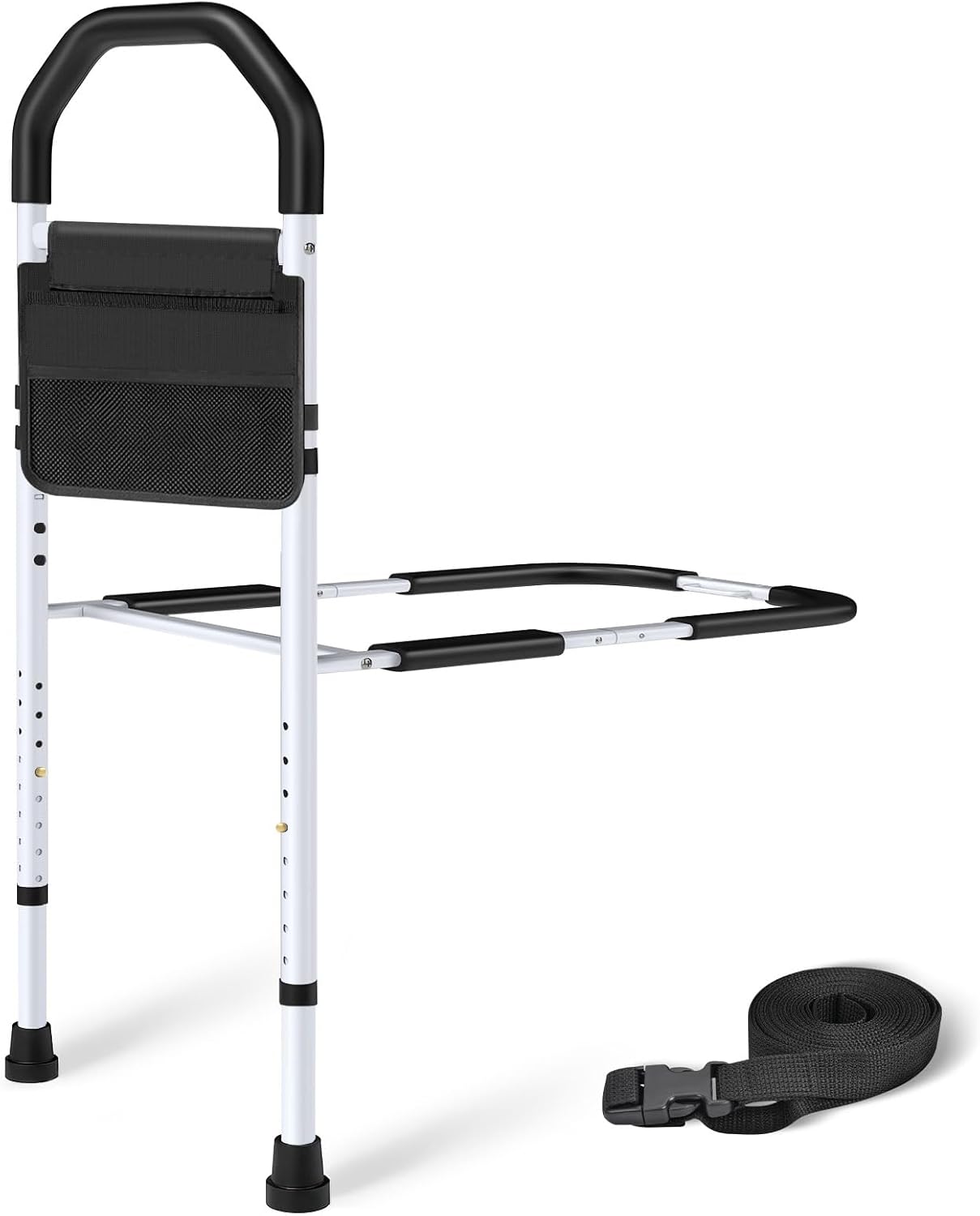 Bed Rails for Elderly Adults Safety - ASTM Approved Bed Side Rail for Seniors with Support Leg,Two-side Storage Bag, Non-Slip Bed Assist Cane Guard,Adjustable Bedrails for King,Queen,Full,Twins