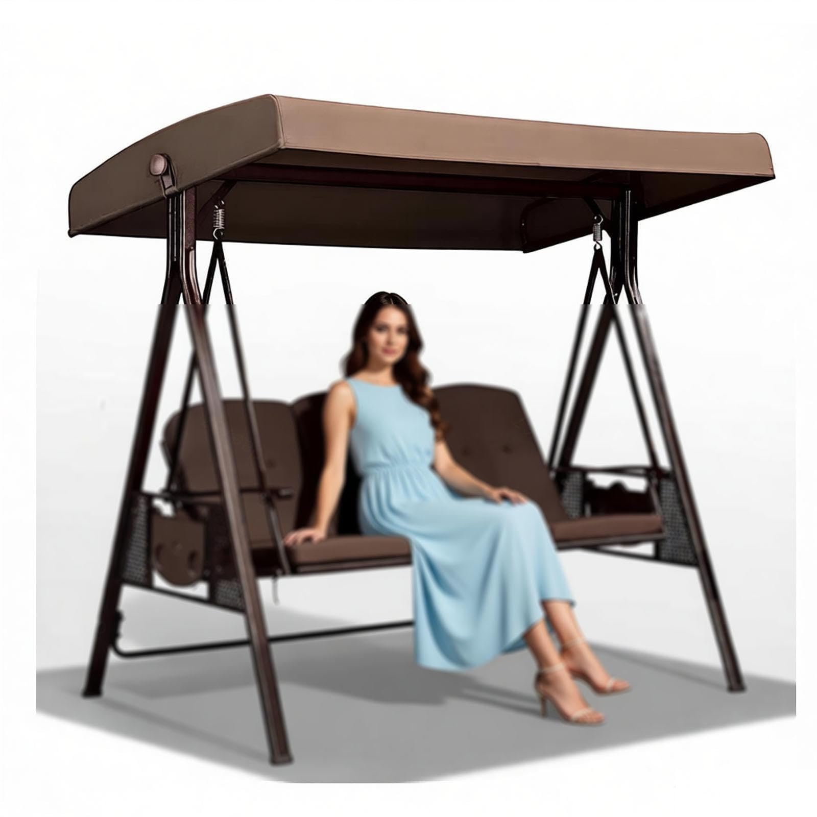Lhcxkjgs Coffee 210D Coated Oxford Fabric Porch Swing Cover 75 X 47 X 7.8 In Waterproof, Uv-Resistant Swing Chair Cover For Lawn Garden