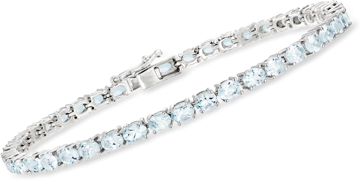 Ross-Simons 7.00 ct. t.w. Aquamarine Tennis Bracelet in Sterling Silver