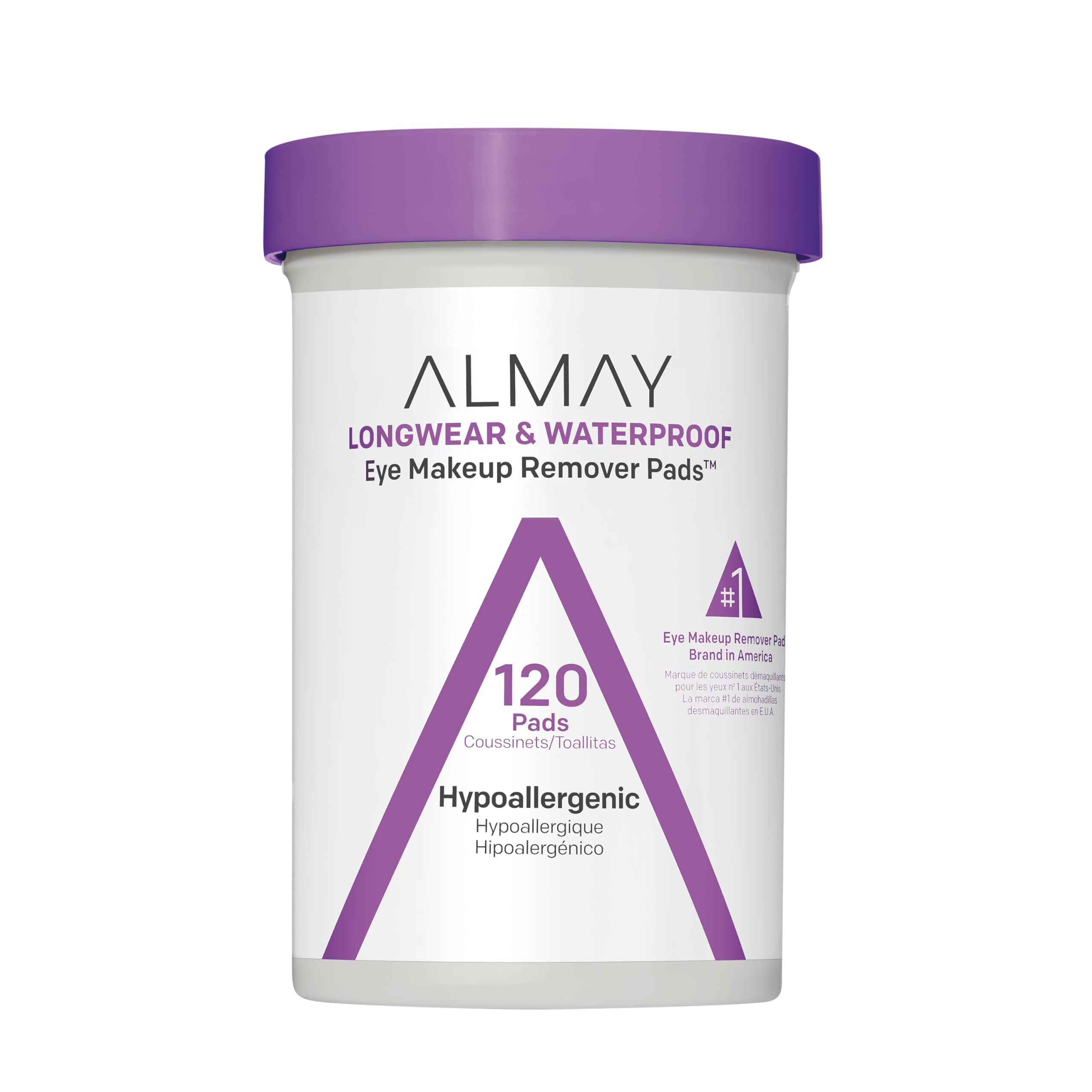 Almay Biodegradable Makeup Remover Pads, Longwear & Waterproof, Hypoallergenic, Fragrance-Free, Dermatologist & Ophthalmologist Tested, 120 count