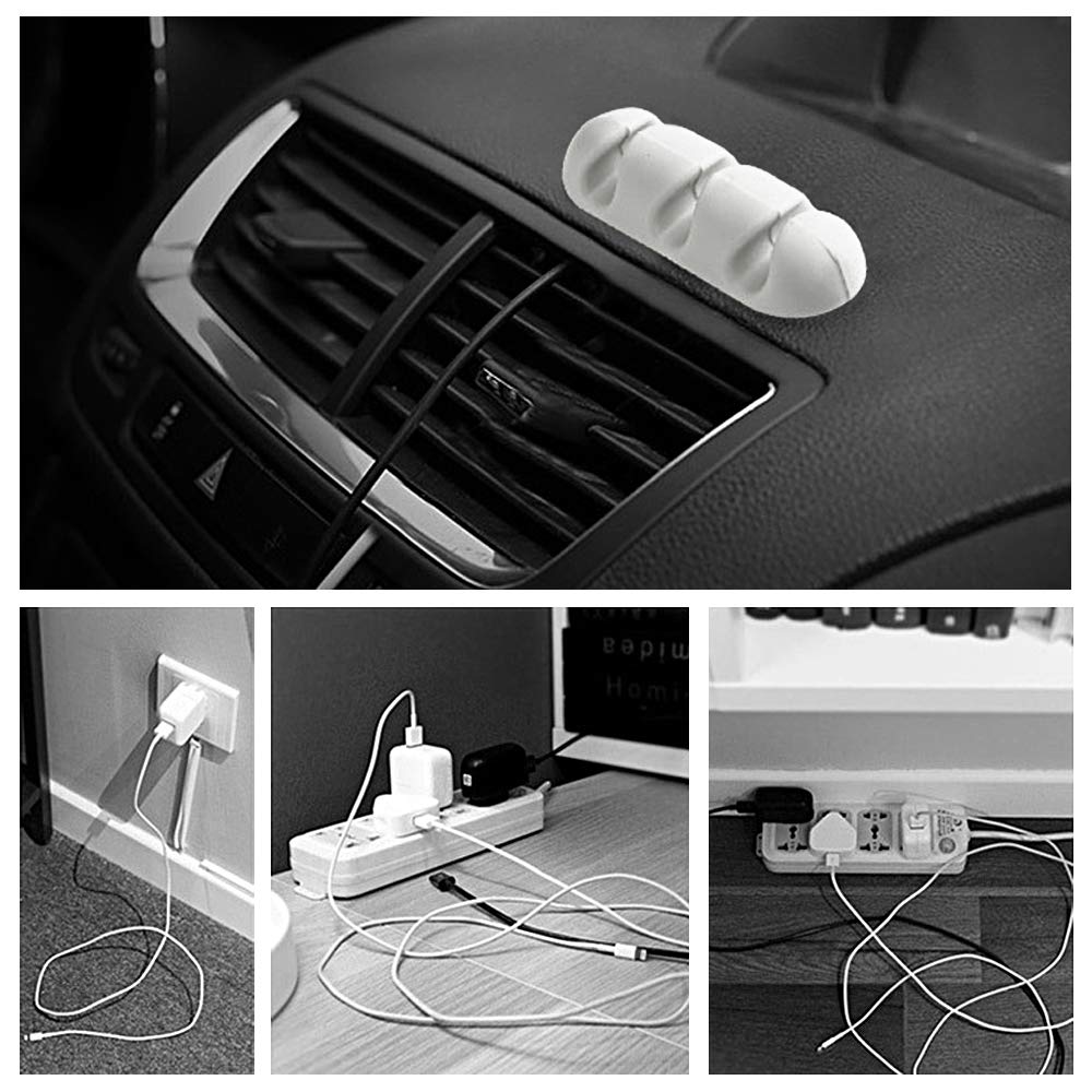 smartect Supporto Cavi Autoadesivo con 3 slot Nero [3 Pezzi] Fermacavi a Muro per Fissare Cavi USB, Elettrici e di Ricarica, Clip per Gestione Cavi sulla Scrivania