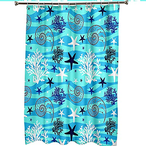 Rideau de douche 165x200cm bleu blanc en polyester imperméable