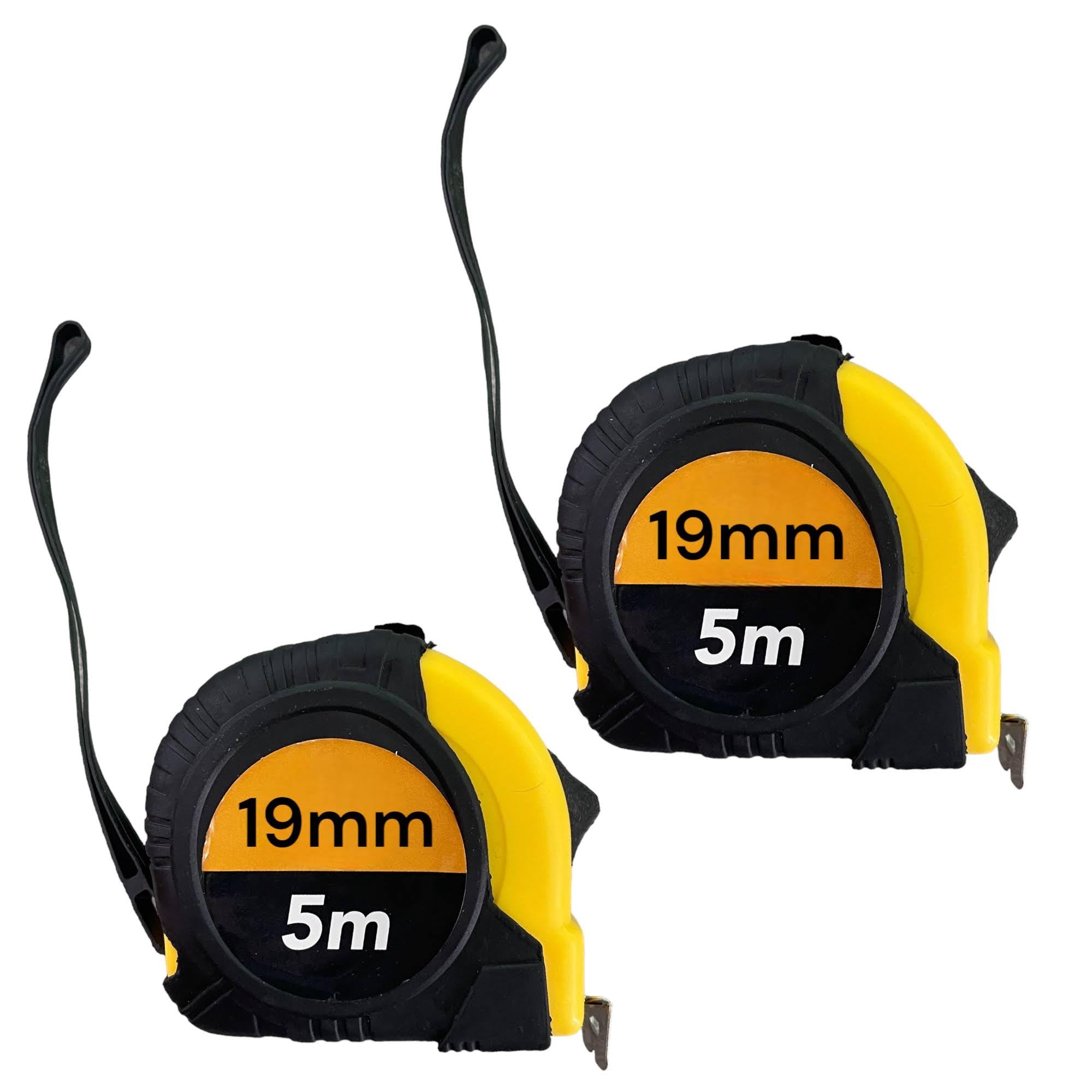 Tape Measures 5 Meter 19mm Compact Black Yellow Case Ergonomic Grip Non