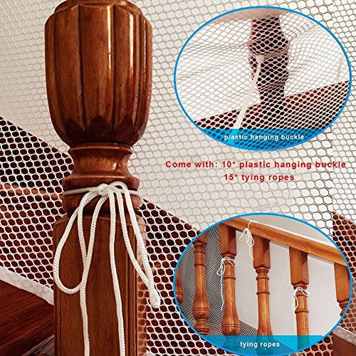 image for Kalolary Child Safety Rail Net-10ft L x 2.5ft H Indoor Balcony and Sta
