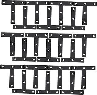 ULTECHNOVO 20 Pcs T-Pattern Patch Flat Bracket Black Corner Shelf Corner Furniture Shelf Flat Brace Bracket Flat Angle Brackets Furniture Mending Plate T Shape Mending Plate Mending Plates