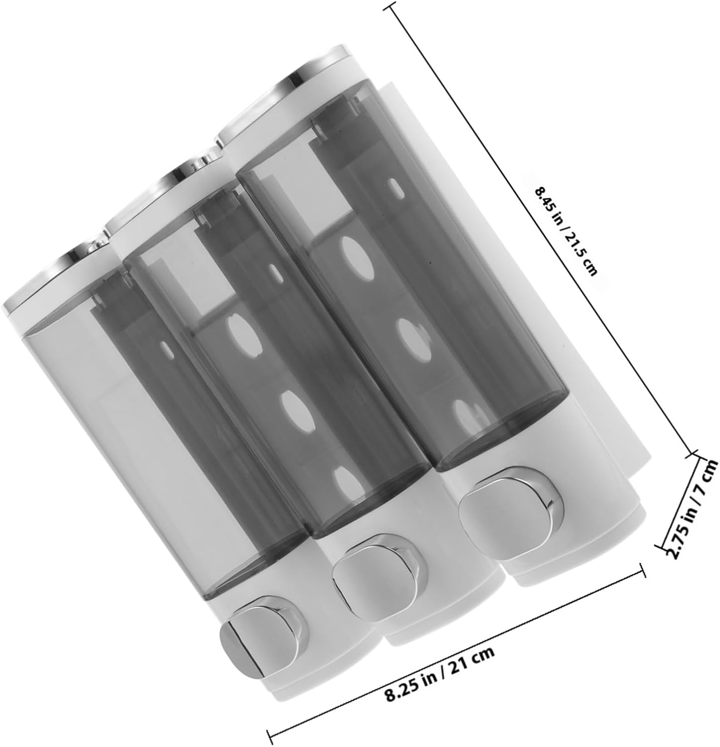 Wall-Mounted 3-Chamber Shower Shampoo Dispenser with Manual Pump, Electroplated White Triple-Head Soap Dispenser for Bathroom Use