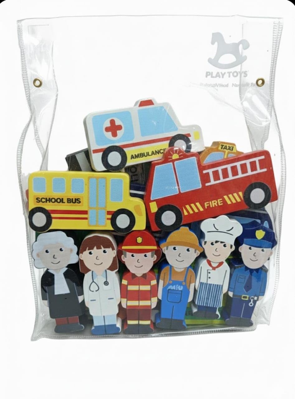 Wooden Community Helpers & Vehicles Toy Set | Educational Pretend Play Figures | Non-Toxic Wooden Toy | Age 3+-image-20