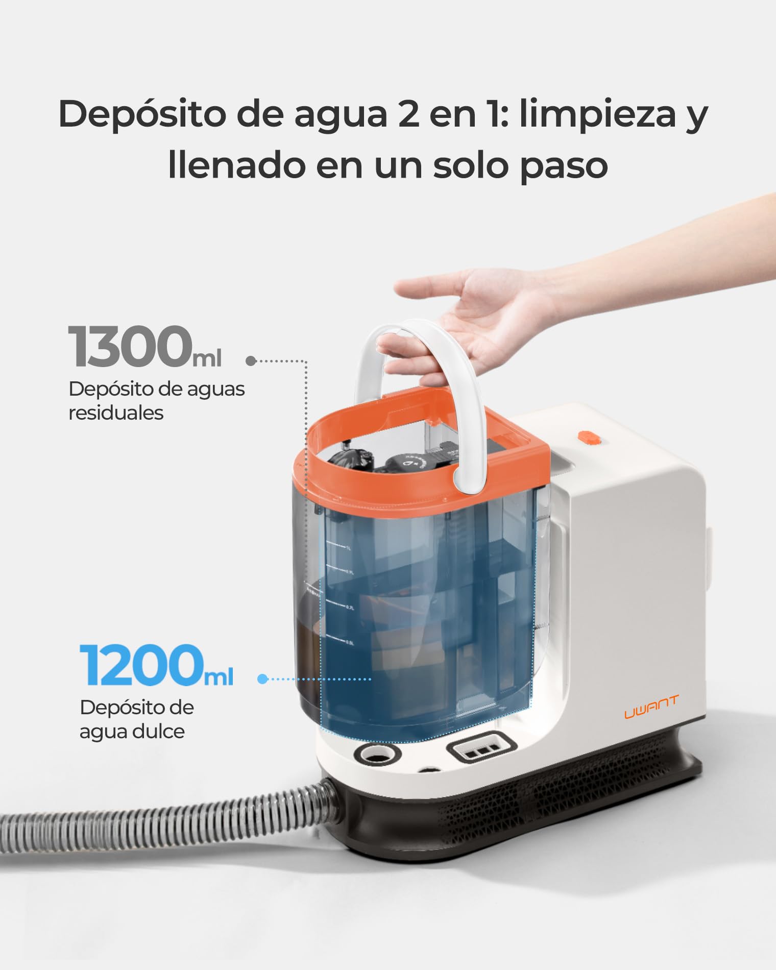 Uwant B200 SE, Aspiradora de agua tapiceria, tecnología de motor magnético flotante, adecuado para limpiar sofás, alfombras, colchones, 12000Pa, 69db