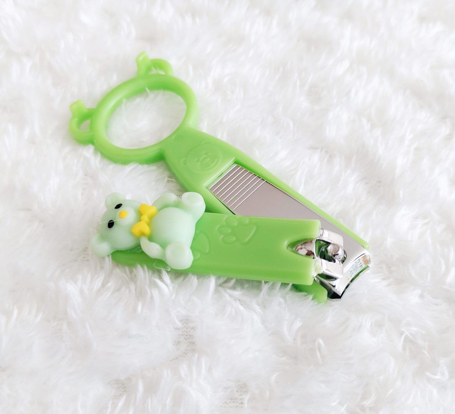 KIDS BASIC Baby Nail Clipper with Bear Design, Safe Stainless Steel Blades With Ring-picture-12