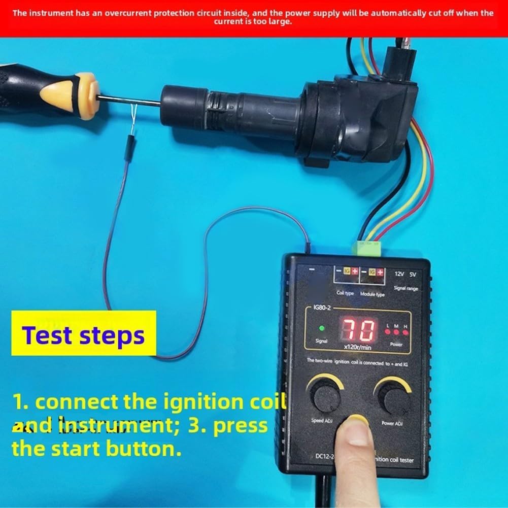 Zoegneer Tester per bobina di accensione IG80 e scaricatore FD20 per rilevamento di perdite di scintille automobilistiche 25kV 30kV strumento ad alta tensione per auto, moto, camion, nero