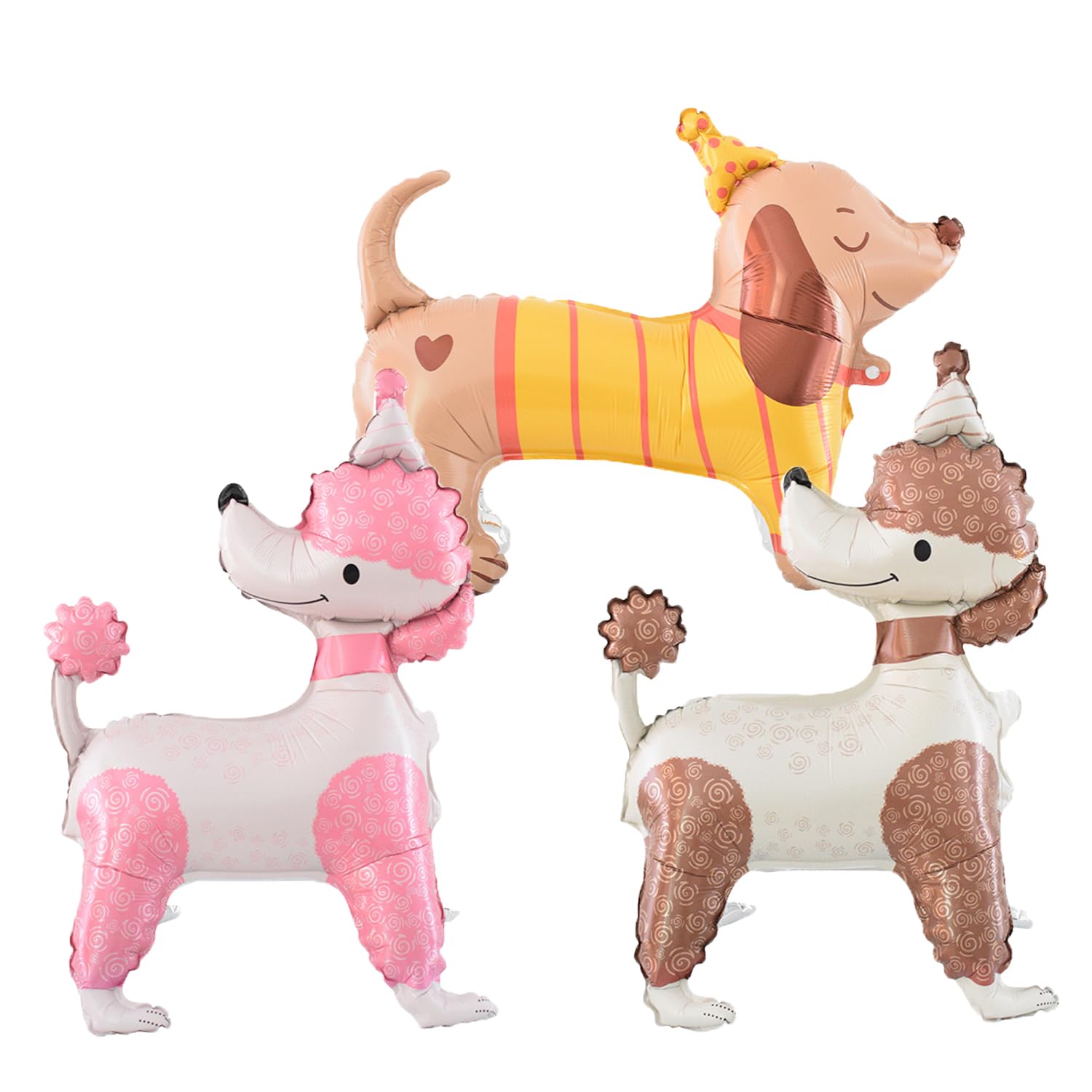 SKIRUP 3PCSPet Dog Foil Balloons 4D Standing Cute Puppy Balloons Self Standing Animal Foil Mylar Balloon for Baby Shower Dog Theme Party Birthday Decoration (3D dog balloon 2)