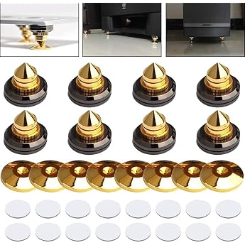 8 Set vergoldete Lautsprecher Spikes Lautsprecher St nder HiFi Lautsprecher Audio Verst rker DAC CD Isolation St nder Kegel F e Sto fest Basis Pad mit