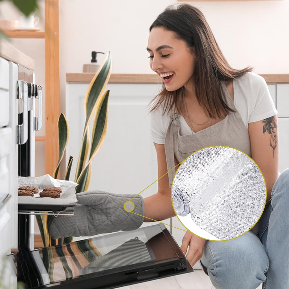 SUPERFINDINGS Hitzebeständige Wattierung für Topflappen, 0,4 x 5 m/Rolle, isolierendes Thermofutter, weiches wärmereflektierendes Fleece für Stoff, Nähen, Basteln, Topflappen, 2 Rollen