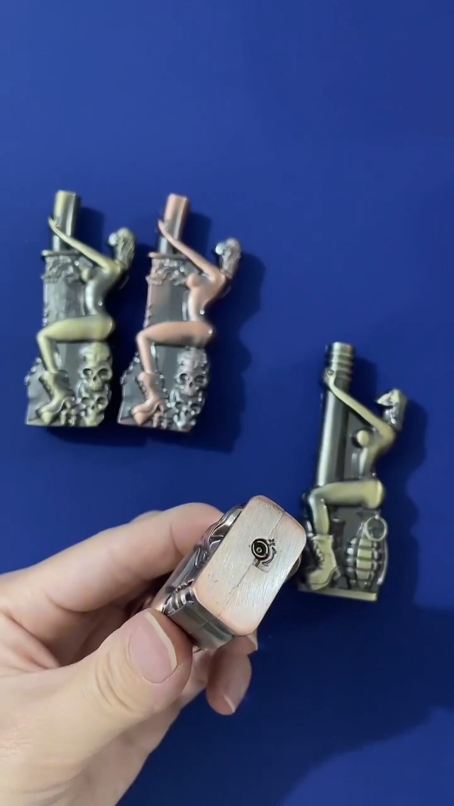 Encendedor Retro Metal Butano Bronce Ligero miniatura 7