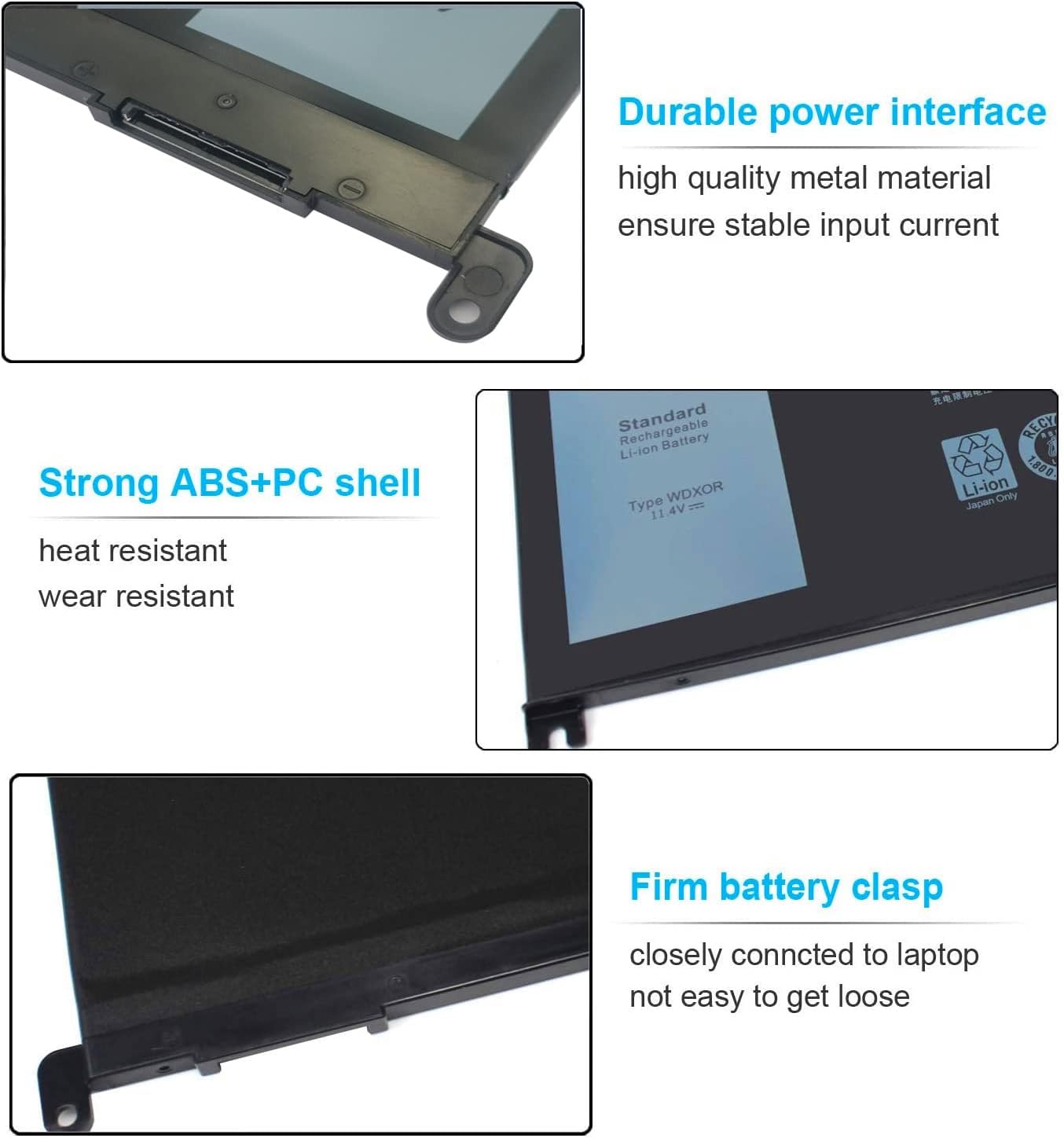 WDX0R Replacement Laptop Battery for Dell Inspiron 13 15 5000 7000 Series 5565 5570 7573 5379 5567 7378 5579 7560 7570 5568 7579 7375 5578 5378 Latitude 3340 3490 3590 3500 3390 Battery 11.4V 42Wh
