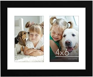 Americanflat 8x10 Double Picture Frame in Black - Displays Two 4x6 Frame Openings or Use as 8x10 Picture Frame Without Mat - Engineered Wood, Shatter Resistant Glass, Hanging Hardware, and Easel