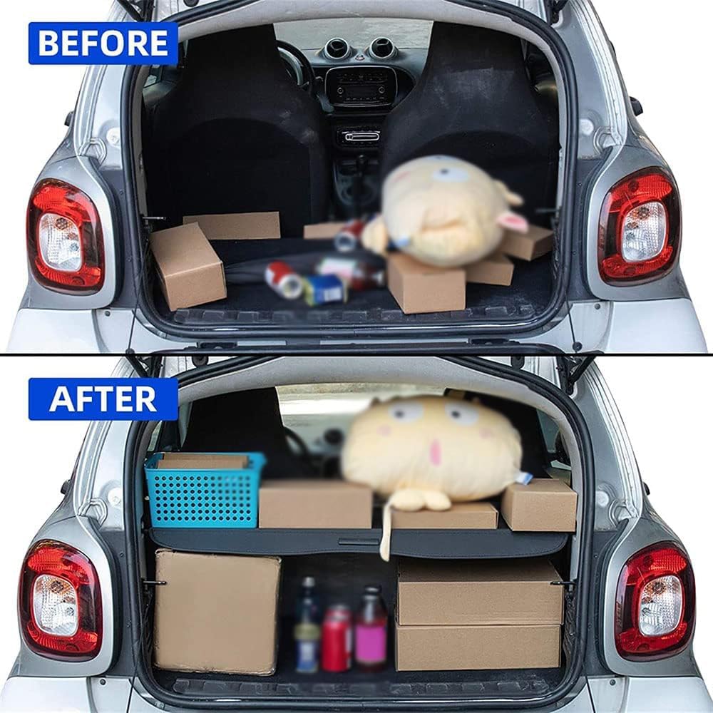 Auto Kofferraumabdeckung für Smart 453 Fortwo 2015-2019-einziehbare Gepäckraumabdeckung,Gepäckraumabdeckung, Gepäckraumabdeckung,Sonnenschutz