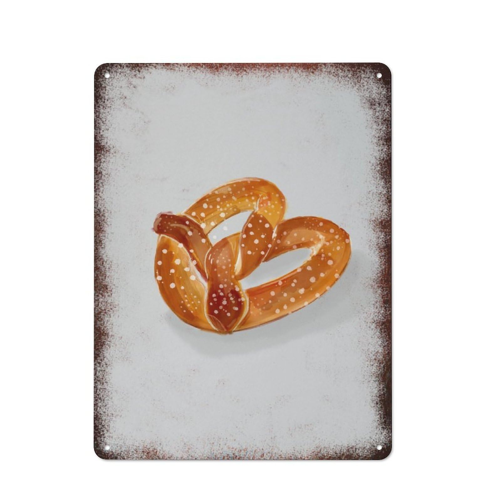 peiyeety Metal Tin Sign Pretzel Snack Pattern Vintage Rustic Wall Art Kitchen Bathroom Bedroom Living Room Cafe Farmhouse Entryway Office Garage Home Bar Laundry Room Porch 6x8 Inch
