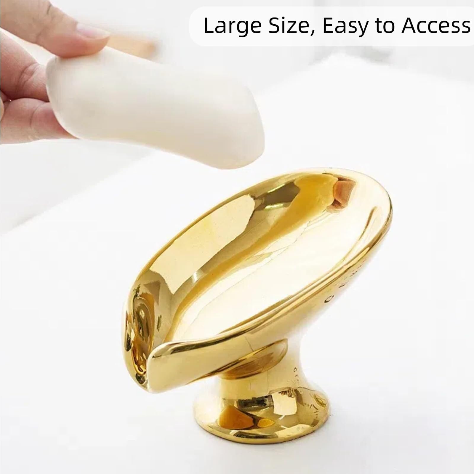 Jaboneras de baño Jabonera de Ducha autodrenante cerámica Brillante metálica usada Decoración estética para el baño(Golden)