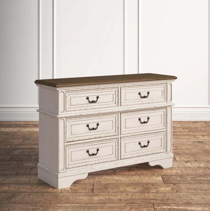 Splendid Decor 6-Drawer Double Dresser, Wooden Chest, Side Table