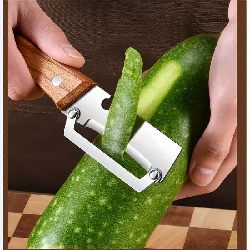 Image of Multi-Functional Vegetable Peeler for Kitchen, Stainless Steel Peeler with Wooden Handle and Bottle Opener, Single Blade Peelers Tool, Suitable for Vegetables or Fruits - 1Pcs
