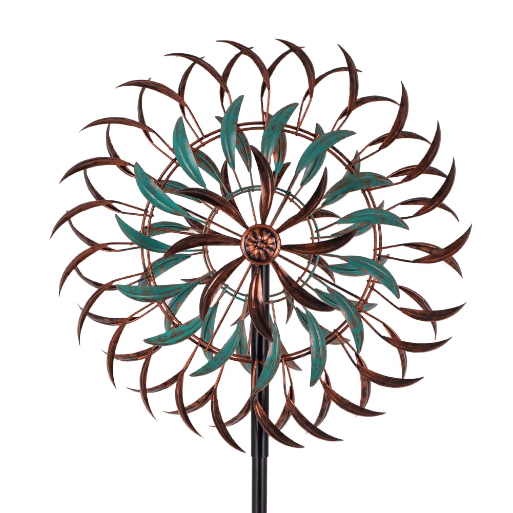 Condition photo showing New/Like New for Stargarden Large Metal Wind Spinners, 20'' Dia Kinetic Wind Sculptures, 6Layers Windmill Metal Yard Art Garden Decor