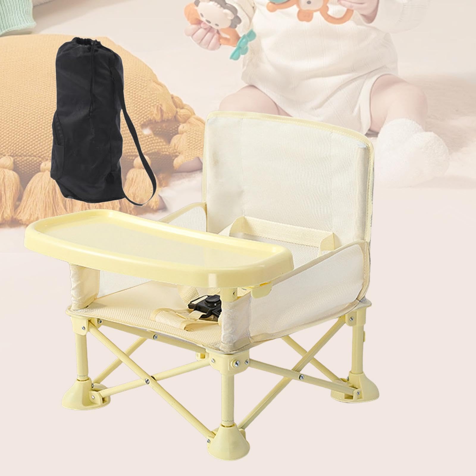 Silla Infantil, Silla de Comedor para Bebés, Silla Elevadora Plegable para Bebés Y Niños, Amarillo, Individual